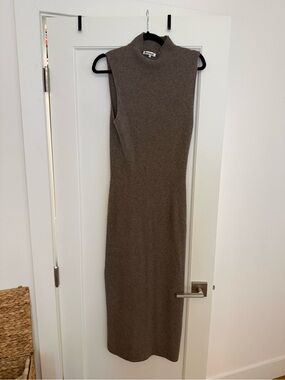 Reformation cashmere Sleeveless Ribbed Midi Dress - Taupe Brown
